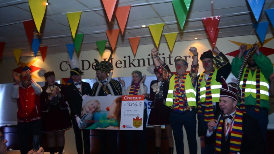 Polonaisemarathon De Heiknüüters levert maar liefst €8.336,17 op voor CliniClowns – zelfs op landelijke tv!